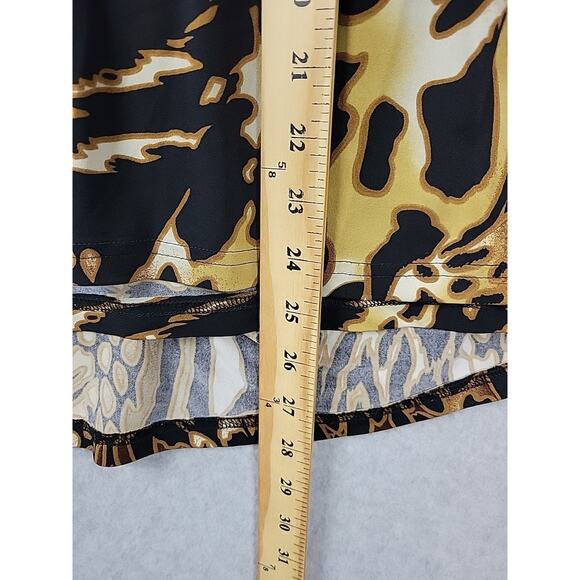 Spense Brown Animal Print LS Faux Wrap V Neck Blouse Women's Large Stretch - Picture 8 of 11